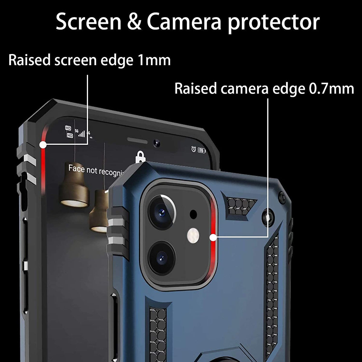 For Motorola Razr+ 2025, Motorola Razr+ Plus (2025) Shockproof Hybrid Dual Layer PC + TPU with Metal Ring Kickstand Heavy Duty Armor Shell Case Cover Blue