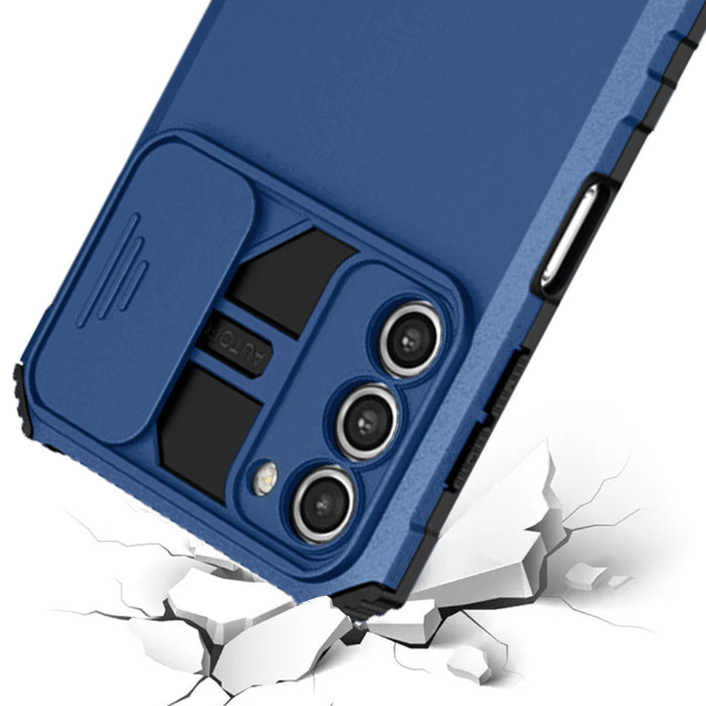 For Samsung Galaxy S22 Hybrid Hard PC & TPU Rubber Shockproof with Kickstand & Covered Camera Protection Case Cover Blue