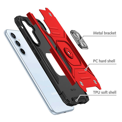 For Samsung Galaxy S25 /S24 Armor Hybrid Magnetic Stand with Ring Holder Kickstand Shockproof Heavy-Duty Durable Rugged TPU Dual Layer Case Cover