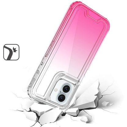 For Apple iPhone 16 Plus Hybrid 3-in-1 Clear Case - Two-Tone Transparent Shockproof TPU + Hard Protective Frame Case Cover Clear + Purple