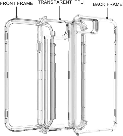 For Apple iPhone 15 Pro (6.1") Heavy Duty Transparent 3 in 1 Hybrid Shockproof Full Edge Hard PC Front Frame Bumper Clear Phone Case Cover