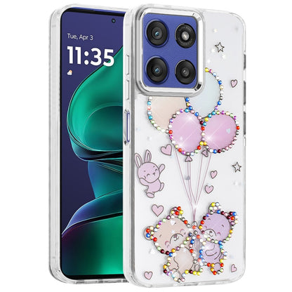 For Motorola Moto G Stylus 5G 2026 /2025 Butterfly Resin Epoxy Diamond Design Metal Edged Hybrid Shockproof Heavy Duty Drop Protection Case Cover