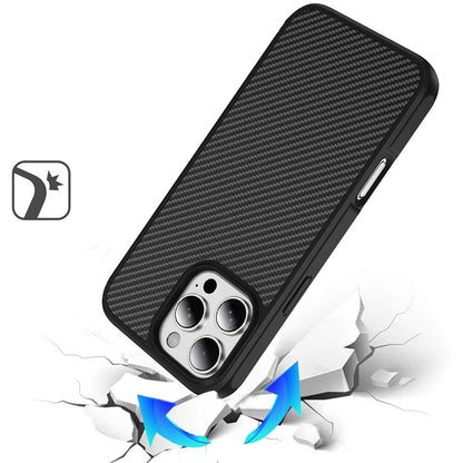 For Apple iPhone 11 Carbon Fiber Design with Magnetic HQ 2.0mm Thick Hybrid Shockproof Rubber Hard PC Case Cover Black
