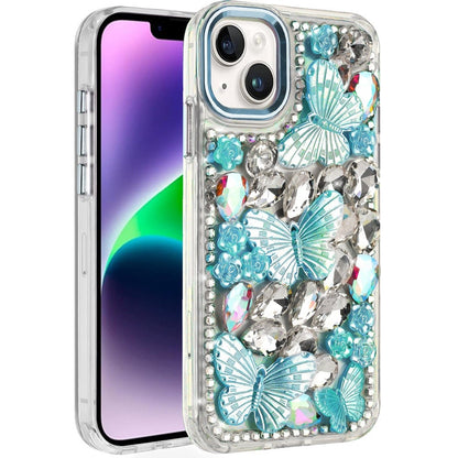 For Samsung Galaxy S26+ / S26 Plus 3D Diamond Floral Butterfly Bling Stone Hybrid, Sparkly Rhinestone Gemstone Back Shockproof Case Cover