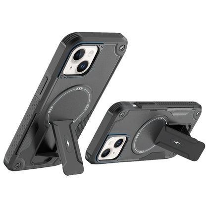 For iPhone 15 Plus (6.7") Magnetic Invisible Kickstand Holder with Magsafe, Slim Fit Shockproof Hybrid Military Grade Heavy Duty Case Cover