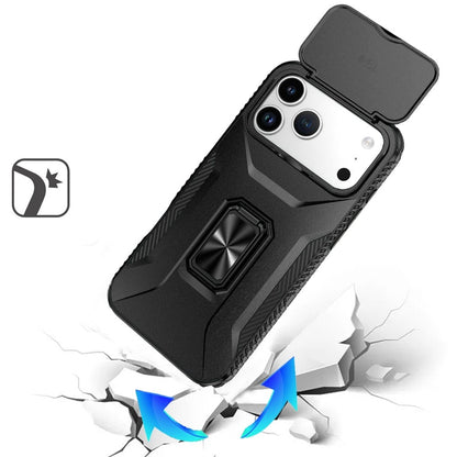 For Apple iPhone 17 Pro Max (6.9") Case, Camera Cover with Magnetic Rotation Ring Stand, Military Grade Hybrid Hard TPU Shockproof Case Cover