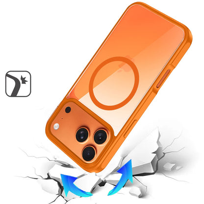 Phone Case for Apple iPhone 17 Pro Max (6.9") Transparent Magnetic HQ Shockproof Hybrid 2.0mm Thick AntiSlip Grip Drop Protection Rugged Clear Durable Impact Cover Cosmic Orange