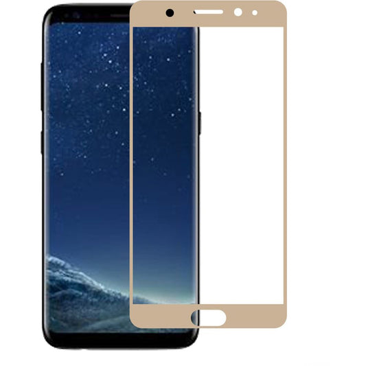 For Samsung Galaxy S8 Premium Tempered Glass Screen Protector Designed to allow full functionality Fingerprint Unlock 3D Curved Edge Glass Full coverage Protector Clear Gold