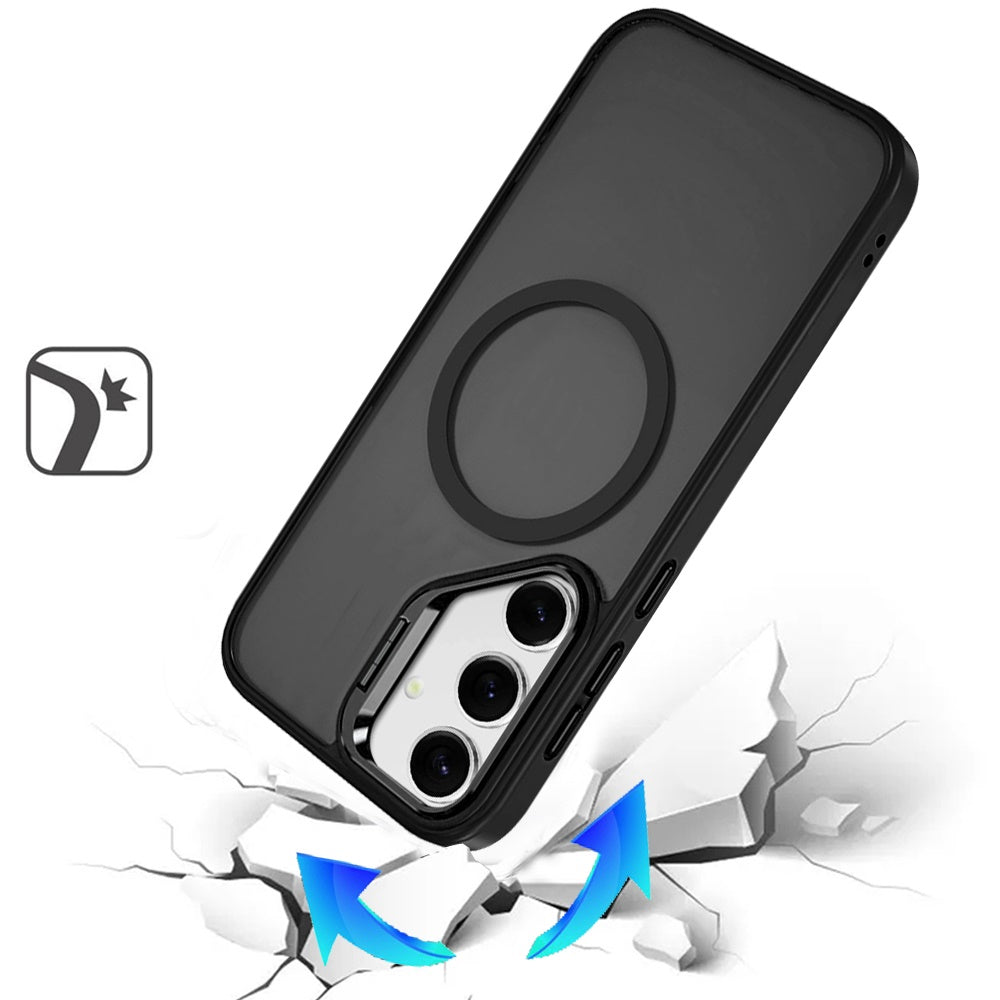 For Apple iPhone 17E /16E Heavy Duty Metallic Hybrid Tough TPU with Camera Ring Stand, MagSafe Compatible, Rugged Drop Protection Case Cover