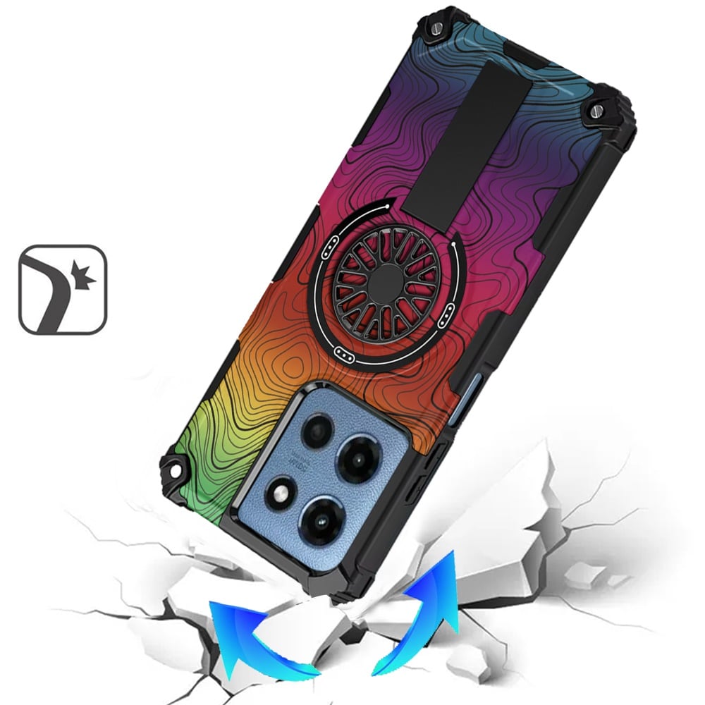For Motorola Moto G 5G 2026/2025 Texture Design Stylish Invisible Kickstand Case, MagSafe Compatible Hybrid Shockproof Cover, Car Mount Friendly Case Cover