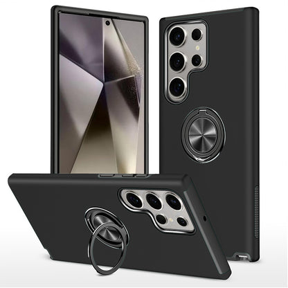 For Samsung Galaxy S25 Ultra Hybrid 360 Degree Rotatable Metal Invisible Ring Stand Holder Slim Fit Magnetic Car Mount Shockproof Case Cover Cosmic Orange