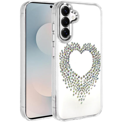 For Samsung Galaxy S26 Angel Hearts Bling Glitter Diamond Hybrid TPU Cover, Colorful Frame Shockproof Protective Back Case Cover