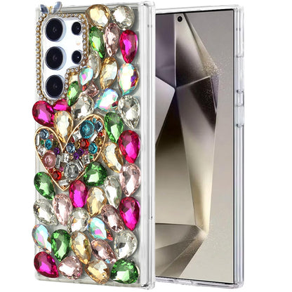 For Samsung Galaxy S25 Ultra Bling Crystal 3D Full Diamonds Luxury Sparkle Rhinestone Hybrid Protective Case Cover