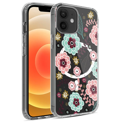 For iPhone 12 / iPhone 12 Pro (6.1") Hybrid Flower Design Stylish Fashion Case, MagSafe Compatible, Thick Shockproof Hard PC Case Cover Colorful Flower