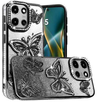 For Motorola Moto G Stylus 5G 2025 Luxury Butterfly Sparkle Glitter Diamond Crystal Rhinestone Shimmer Bling Plating Thick TPU Hard PC Case Cover