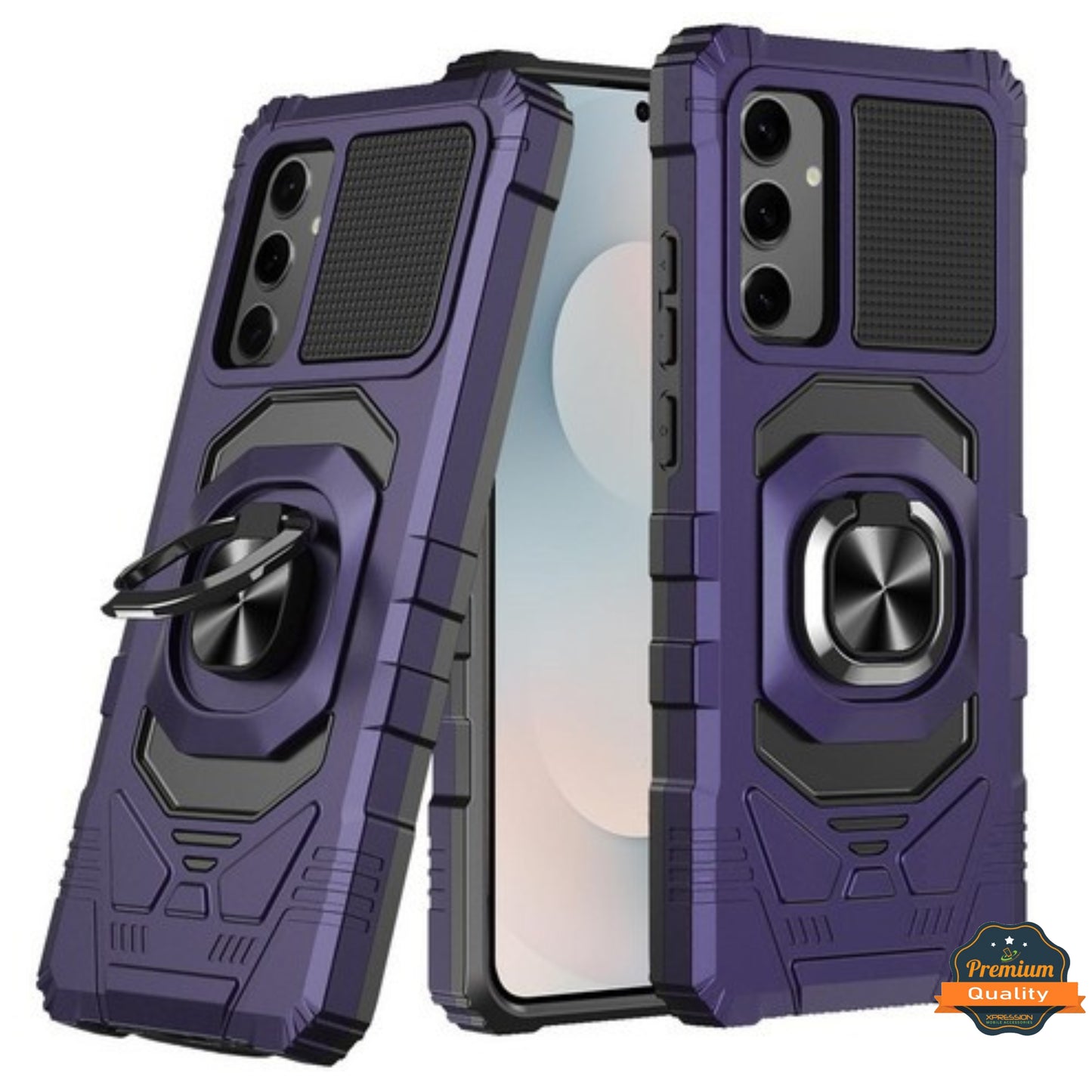 For Samsung Galaxy S25 Fan Edition /Galaxy S25 FE Hybrid Magnetic Car Mount Ring Kickstand Stand Holder Full-Body Armor Protective [Military Grade] Case Cover