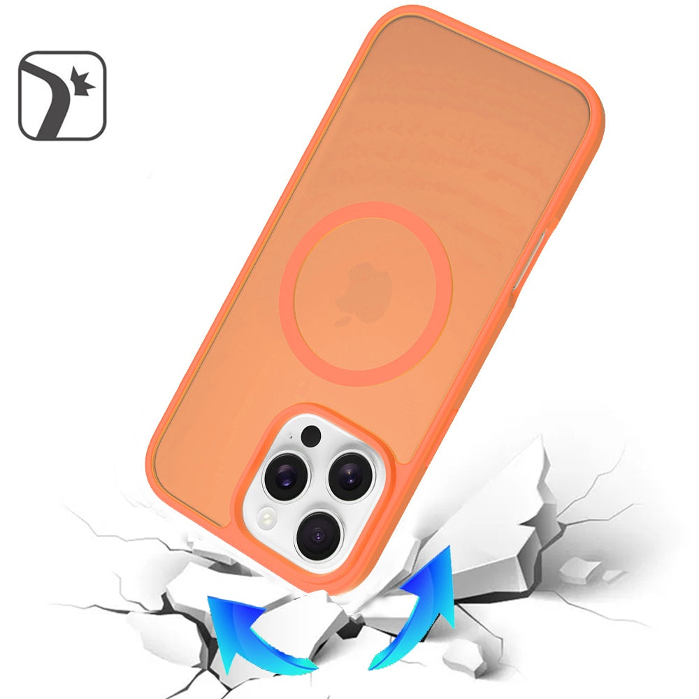 For iPhone 16 Pro Max (6.9") MagSafe Compatible Case Hybrid Soft TPU Bumper Hard Translucent Matte Back Slim Shockproof Protector Cosmic Orange