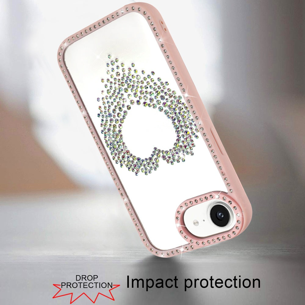 For Apple iPhone 17E /16E Angel Hearts Glitter Shimmer Diamond Edge Hybrid Drop Protection Shockproof Design Case Cover