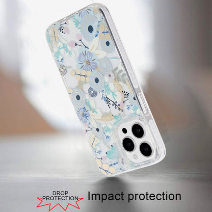 For Apple iPhone 16 Pro Double Layer Fashion IMD Magnetic Hybrid Shockproof Protection Stylish Durable Design Secure Grip Slim Case Cover Pink Floral