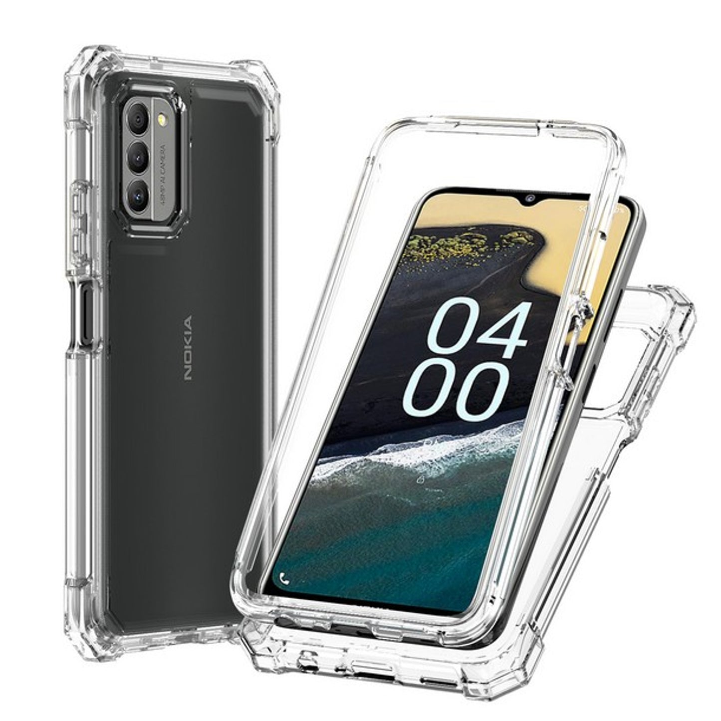 For TCL 50 LE Hybrid 2in1 Front Bumper Frame Cover Square Edge Shockproof Soft TPU + Hard PC Anti-Slip Heavy Duty Case Cover Clear Transparent