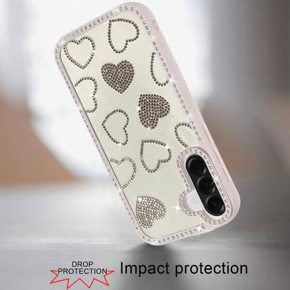 For Samsung Galaxy A57 Spread Love Glitter Shimmer Bling Diamond Edge Hybrid Drop Protection Shockproof Design Case Cover