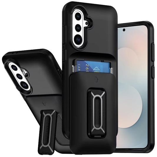 For Samsung Galaxy S26 Wallet Case with 2- Credit Card Holder, Wrist Strap & Kickstand Hybrid Shockproof TPU Case Cover