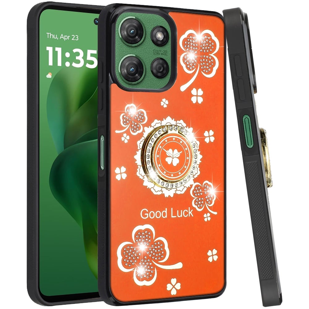 For Motorola Moto G Power 5G 2026 /2025 Diamonds 3D Fashion Bling Sparkly Glitter Ornaments Engraving Hybrid with Ring Stand Case Cover