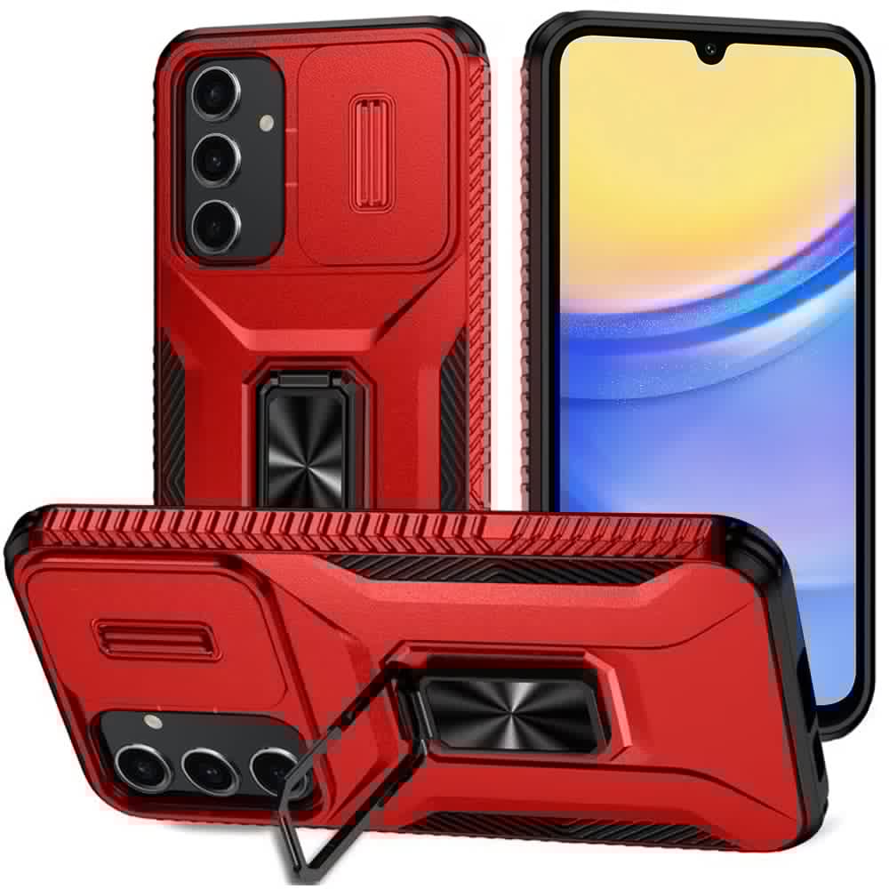For Samsung Galaxy A15 5G Case, Camera Cover with Magnetic Rotation Ring Stand, Military Grade Hybrid Hard TPU Shockproof Case Cover
