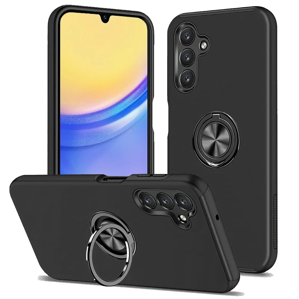 For Samsung Galaxy A15 5G Hybrid 360 Degree Rotatable Metal Invisible Ring Stand Holder Slim Fit Magnetic Car Mount Shockproof Case Cover