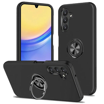 For Samsung Galaxy A15 5G Hybrid 360 Degree Rotatable Metal Invisible Ring Stand Holder Slim Fit Magnetic Car Mount Shockproof Case Cover