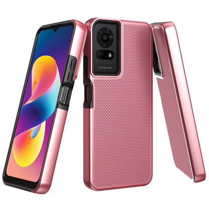 For TCL 50 LE Dual Layer Heavy-Duty Hybrid Rugged Case Rugged Texturized TPU & PC Shockproof Silicone Military Grade Case Cover Rose Gold