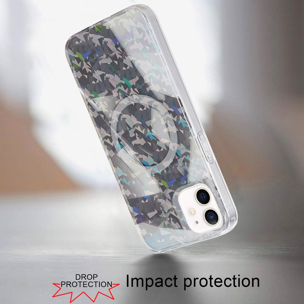 For Apple iPhone 15 Pro Max Double Layer IMD Magnetic Hybrid Shockproof Protection Anti Scratch Durable Design Secure Grip Slim Profile Compatible Design Case Cover Smoke Holographic