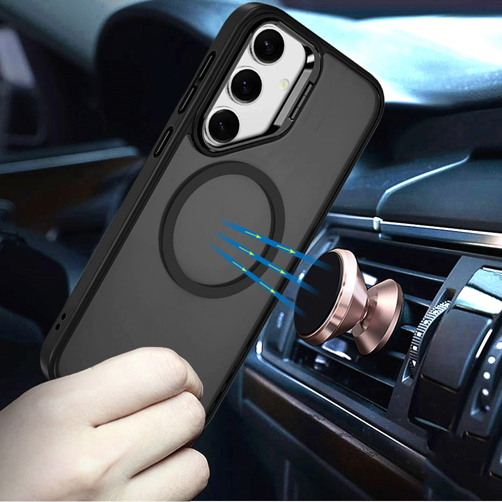 For Samsung Galaxy S25+ /S25 Plus /S24+ Plus Heavy Duty Metallic Hybrid Tough TPU with Camera Ring Stand, MagSafe Compatible, Rugged Drop Protection Case Cover