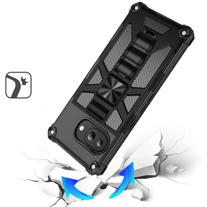 Phone Case for Google Pixel 10A Hiden Kickstand Shockproof Rugged Armor Grip Hybrid Heavy Duty Anti Slip Protective Durable Machine Style Cover