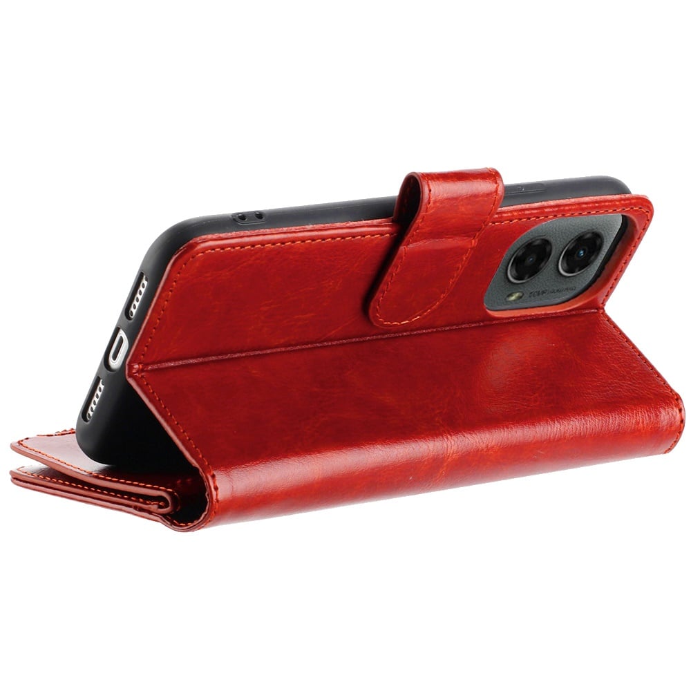 For Motorola Moto G 5G 2024 Luxury Wallet Card Holder Zipper Design Shockproof Protection Secure Grip Multi Slot Storage for Daily Use Case Cover Red