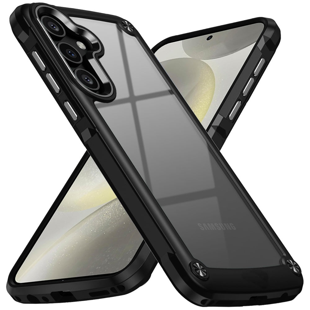 Hybrid Transparent Rubber with Metal Buttons & Camera Edges Hard TPU Corner Frame Bumper