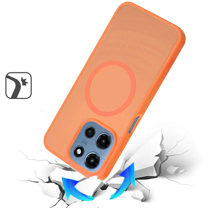 Phone Case for Motorola Moto G Play 5G 2026 Magnetic Matte Hybrid Shockproof Smooth Grip Durable Camera Protection Anti-Slip Soft Touch TPU Armor Cover Cosmic Orange