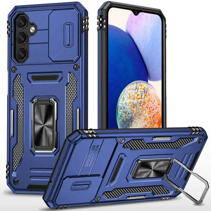 For Samsung Galaxy S20 Ultra Tough Hybrid Case with Movable Camera Window & Metal Ring Stand Shockproof Case Cover Blue