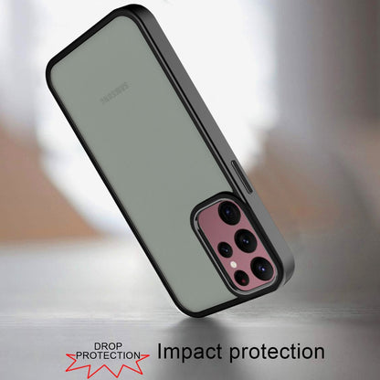 For Samsung Galaxy S23+ / S23 Plus Slim Fit Thin Hybrid,Frosted Matte Polished Acrylic Hard PC with TPU Rubber Frame Case Cover Black