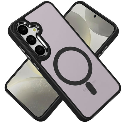 For Samsung Galaxy S24+ Plus Clear Acrylic Hybrid Metal Button Shock Protection Durable Grip Thick Transparent Design for Plus Series Case Cover