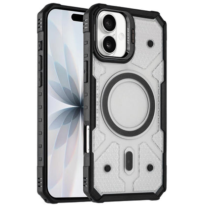 For Apple iPhone 17 Transparent Tough Dotted Magnetic Case with Camera Stand & Hybrid Grip Shockproof Case Cover