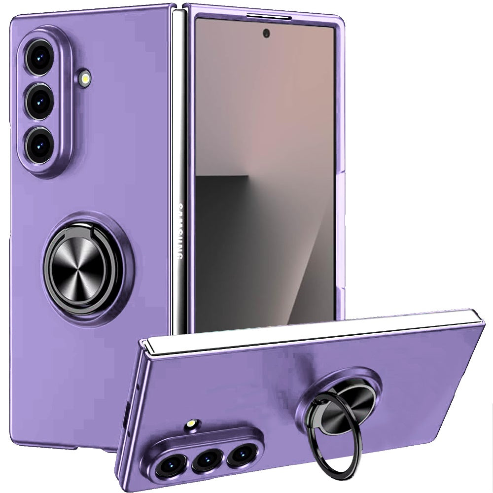For Samsung Galaxy Z Fold 7 Hybrid 360 Degree Rotatable Metal Invisible Ring Stand Holder Slim Fit Magnetic Car Mount Shockproof Case Cover