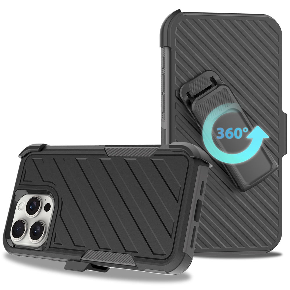 For Apple iPhone 17E /16E Rugged 2in1 Armor Combo Belt Clip Holster, Non-Slip Tough Hybrid lined Shockproof Case Case Cover Red+Black