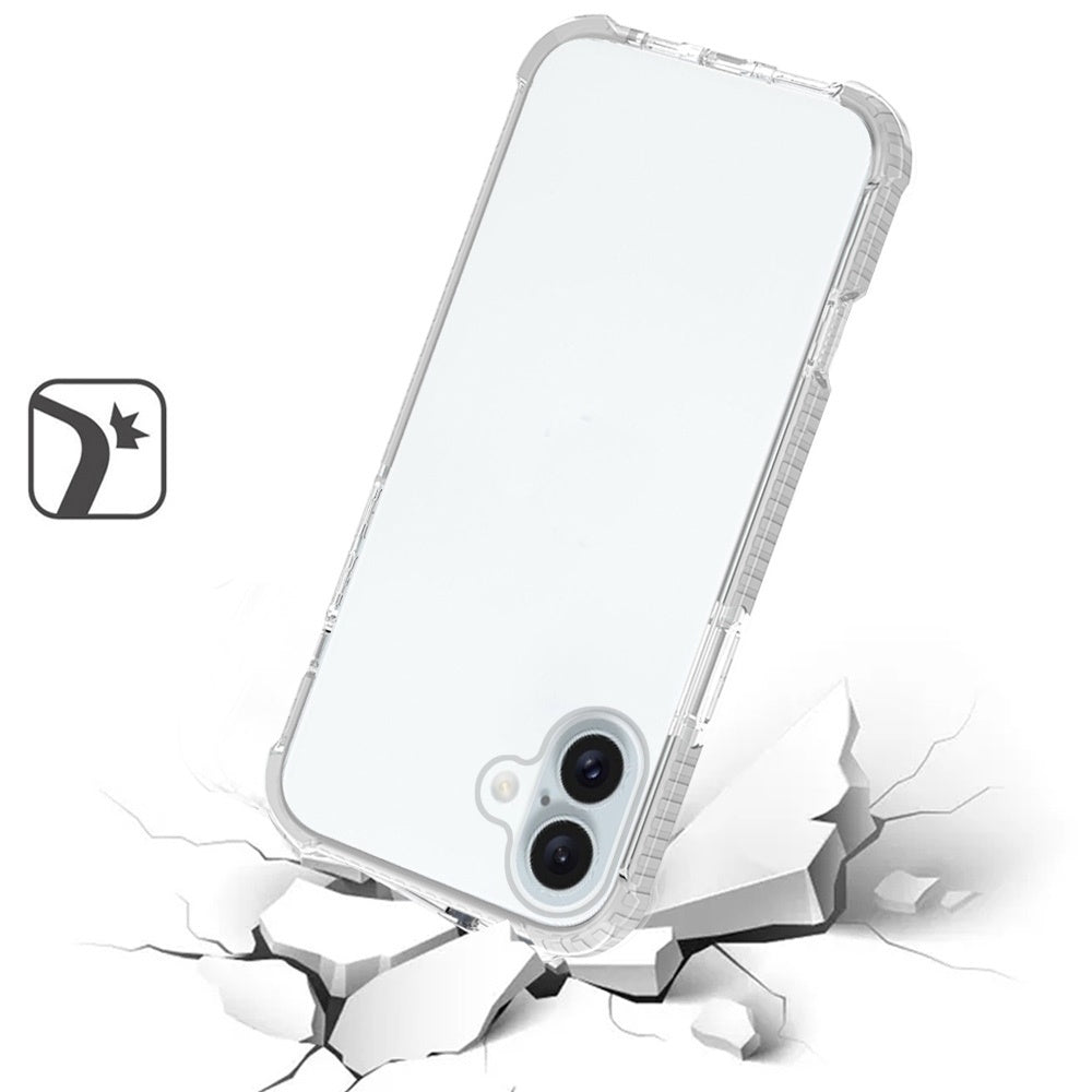 For Apple iPhone 17E /16E Hybrid Transparent Acrylic Rubber Gummy Hard PC Silicone TPU Color Bumper Frame Shockproof Case Cover White