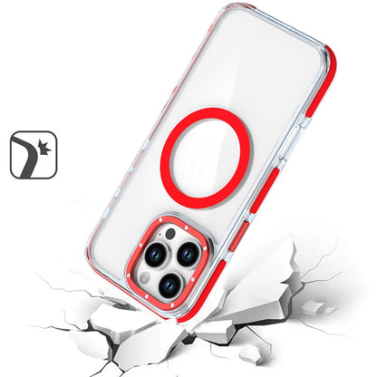 For Apple iPhone 16 Pro (6.3") Transparent back with Colorful Frame Strong Magnetic Circle [Compatible with Magsafe] Slim Shockproof Case Cover