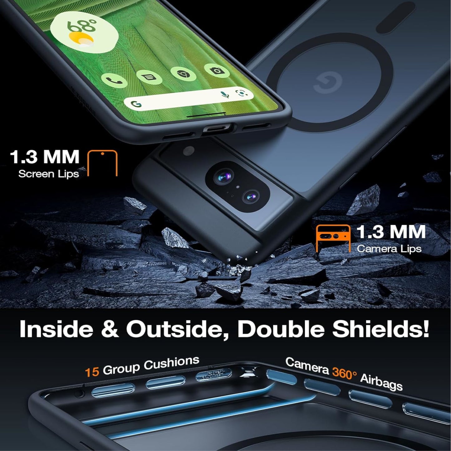 For Google Pixel 10A Frosted Translucent Case with MagSafe Compatible Slim, Shockproof Protective Matte TPU Military Grade Tough Case Cover Black