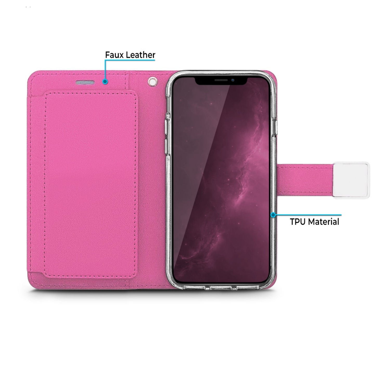 Phone Case for Samsung Galaxy S24 Ultra Wallet Credit Card Holder Leather Grip Shockproof Hybrid Protective Style Durable Flip Pouch Cover Hot pink