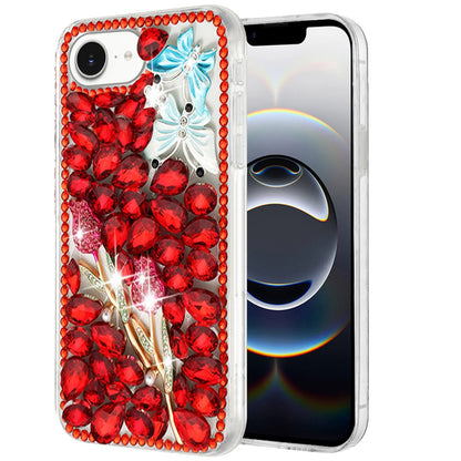 For Apple iPhone 17E /16E Bling Crystal 3D Full Diamonds Luxury Sparkle Rhinestone Hybrid Protective Case Cover