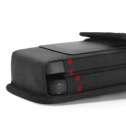 For Apple iPhone 16 Pro (6.3") Vertical Double Phone Cover Universal Nylon Canvas Holster Pouch Pocket For 2 Phone with Credit Card Slot with Belt Clip Hook and Loop fit XL Device Size 6.3" [Black]