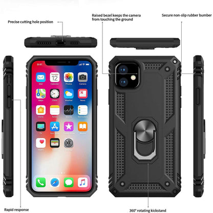 For Samsung Galaxy A37 5G Shockproof Hybrid Dual Layer PC + TPU with Metal Ring Kickstand Heavy Duty Armor Shell Case Cover
